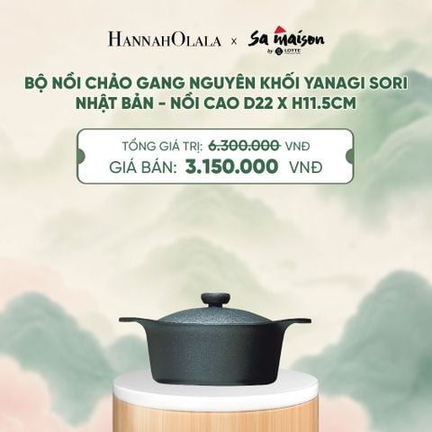  BỘ NỒI CHẢO GANG NGUYÊN KHỐI YANAGI SORI NHẬT BẢN - DEAL 5 - A1779 