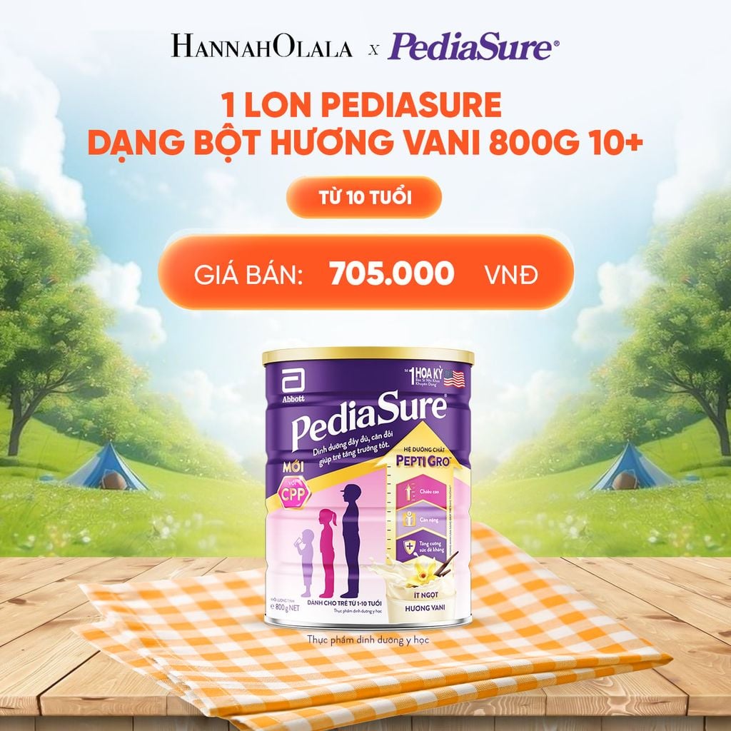  1 LON PEDIASURE DẠNG BỘT HƯƠNG VANI 800G 10+ DEAL 2: 