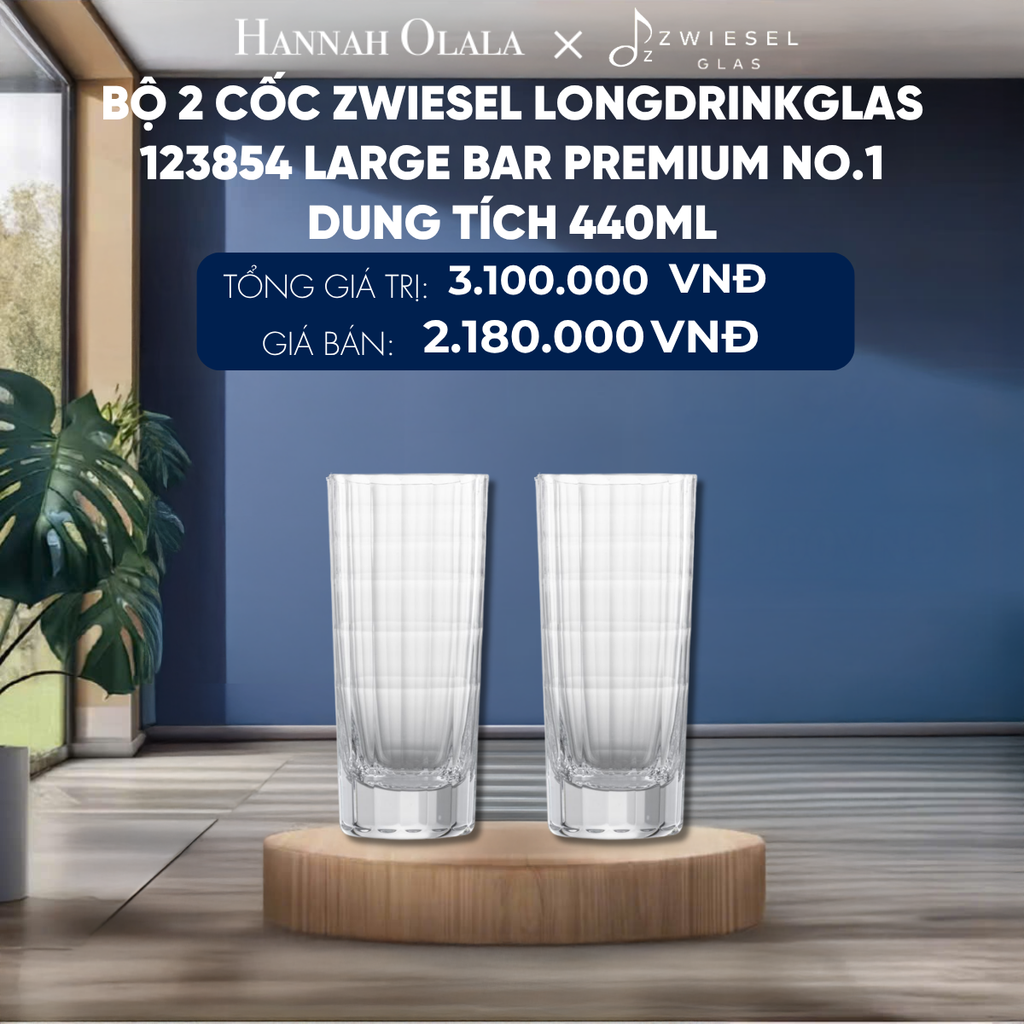  BỘ 2 CỐC ZWIESEL LONGDRINKGLAS 123854 LARGE BAR PREMIUM NO.1 DỤNG TÍCH 440ML 