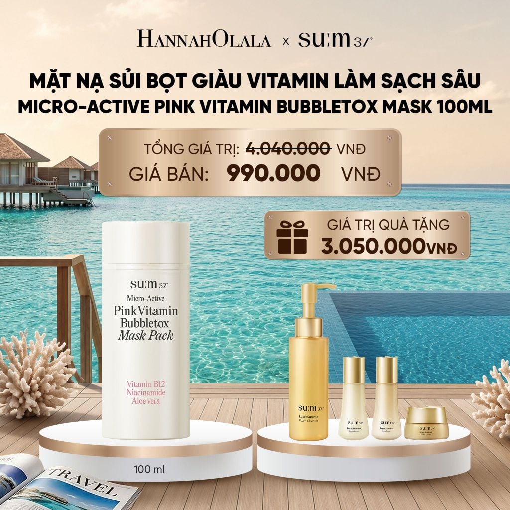  MẶT NẠ SỦI BỌT GIÀU VITAMIN LÀM SẠCH SÂU SU:M37 MICRO-ACTIVE PINK VITAMIN BUBBLETOX MASK PACK 100ML_ D939 