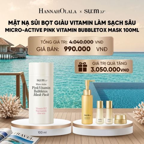  MẶT NẠ SỦI BỌT GIÀU VITAMIN LÀM SẠCH SÂU SU:M37 MICRO-ACTIVE PINK VITAMIN BUBBLETOX MASK PACK 100ML_ D939 