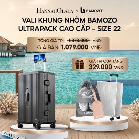  VALI BAMOZO KHUNG NHÔM ULTRAPACK CAO CẤP (TẶNG BỌC VALI CC TRONG SUỐT + THẺ TAG DA CHỐNG THẤT LẠC + TÚI ĐỰNG GIÀY)_ D852 