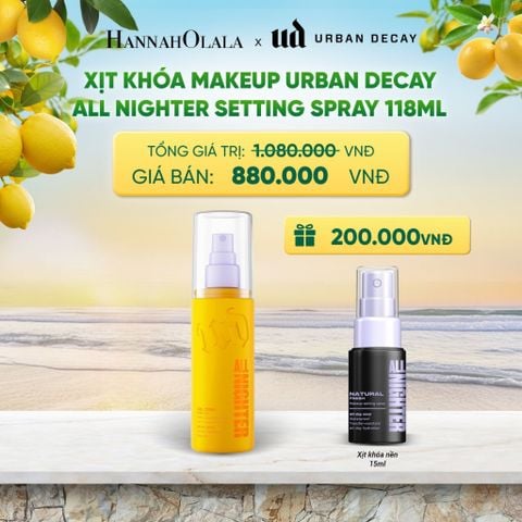  XỊT KHÓA MAKEUP URBAN DECAY ALL NIGHTER SETTING SPRAY | HIỆU ỨNG CĂNG BÓNG - 24H KHÓA CHẶT MAKEUP, KHÁNG NƯỚC VÀ MỒ HÔI 