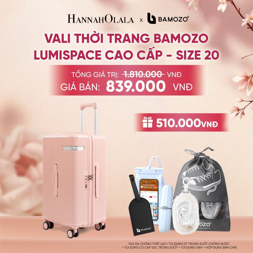  VALI BAMOZO LUMISPACE CAO CẤP (TẶNG TAG VALI DA + TÚI ĐỰNG ĐT CHỐNG NƯỚC + TÚI ĐỰNG CÁP SẠC + TÚI ĐỰNG GIÀY + HỘP ĐỰNG BÀN CHẢI) - A1574 