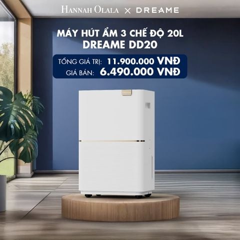  DREAME DD20 20L MÁY HÚT ẨM 3 CHẾ ĐỘ TỰ ĐỘNG-NGỦ-SẤY QUẦN ÁO - DIỆN TÍCH ĐẾN 40M2 - BH 3 NĂM 