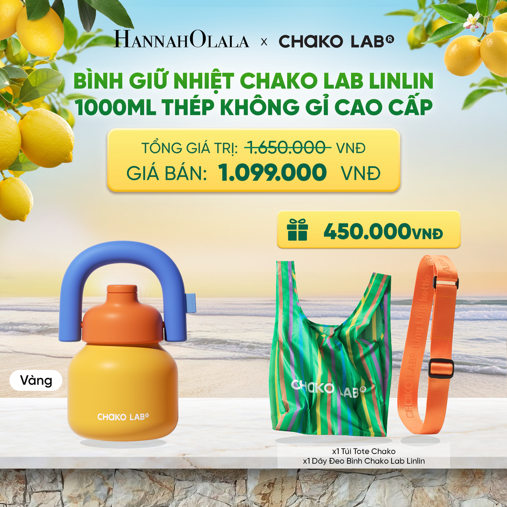  BÌNH GIỮ NHIỆT CHAKO LAB LINLIN 1000ML THÉP KHÔNG GỈ CAO CẤP 
