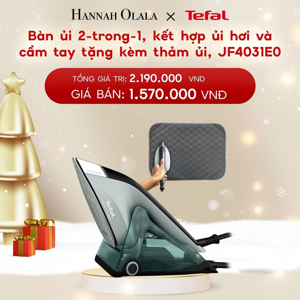  A1834_DEAL 2: BÀN ỦI 2-TRONG-1, KẾT HỢP ỦI HƠI VÀ CẦM TAY TẶNG KÈM THẢM ỦI, JF4031E0 