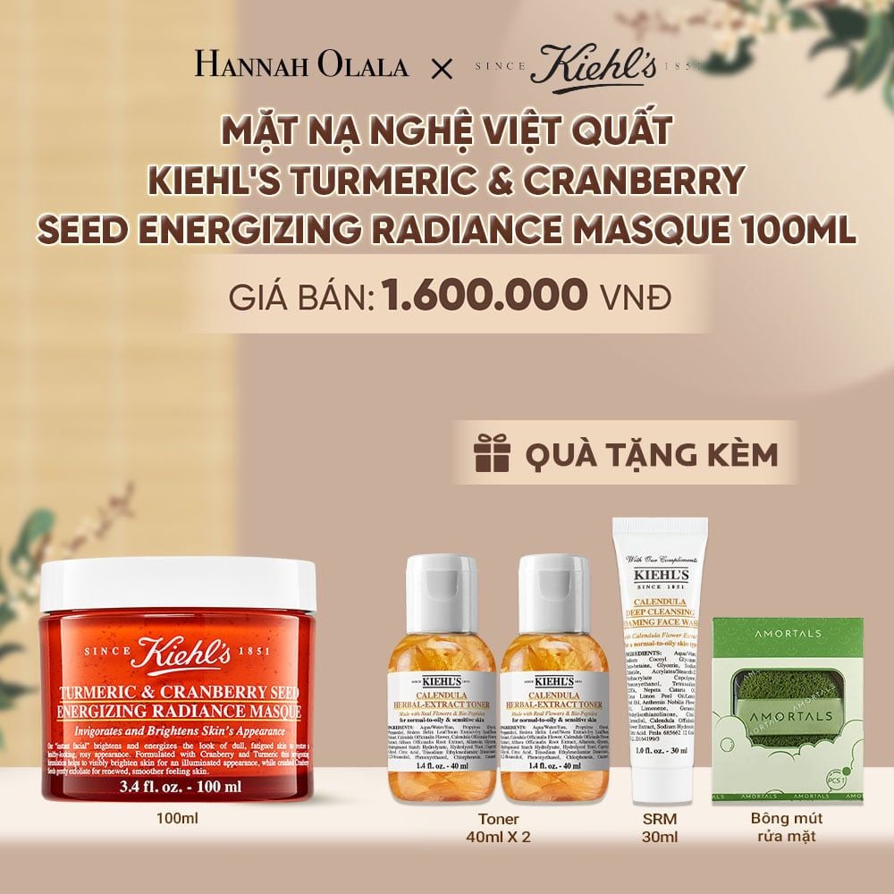  MẶT NẠ NGHỆ VÀ VIỆT QUẤT KIEHL'S GIÚP LÀM SÁNG DA KIEHL'S TURMERIC & CRANBERRY SEED ENERGIZING RADIANCE MASQUE 