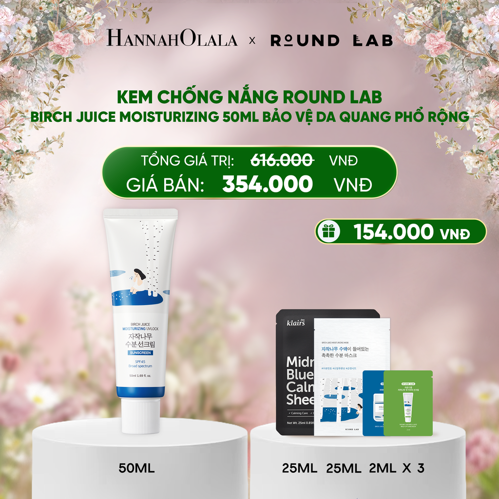  DEAL 2: KEM CHỐNG NẮNG ROUND LAB BIRCH JUICE MOISTURIZING 50ML BẢO VỆ DA QUANG PHỔ RỘNG 