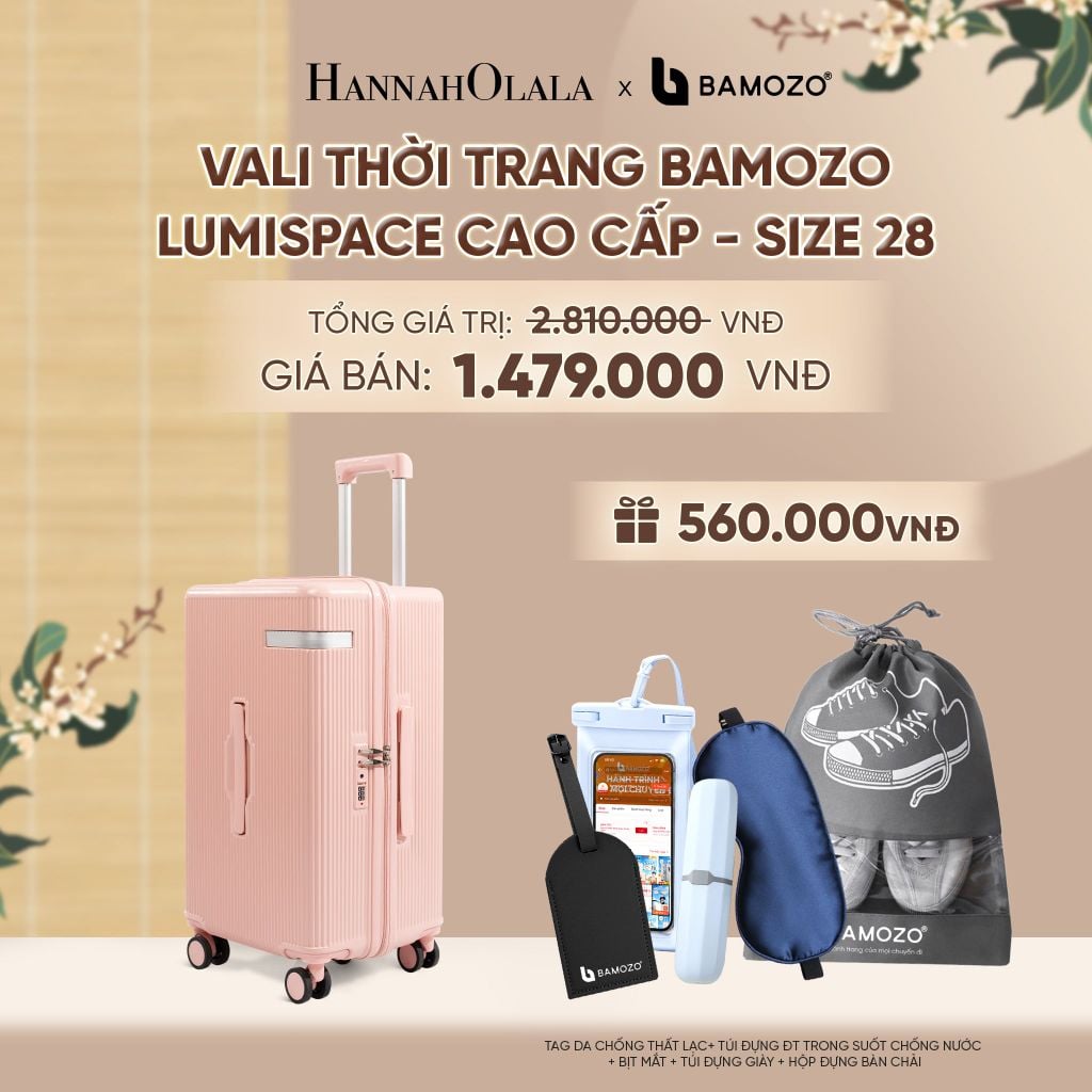  VALI BAMOZO LUMISPACE CAO CẤP (TẶNG TAG VALI DA + TÚI ĐỰNG ĐT CHỐNG NƯỚC + TÚI ĐỰNG GIÀY + HỘP ĐỰNG BÀN CHẢI + BỊT MẮT) - A2451 