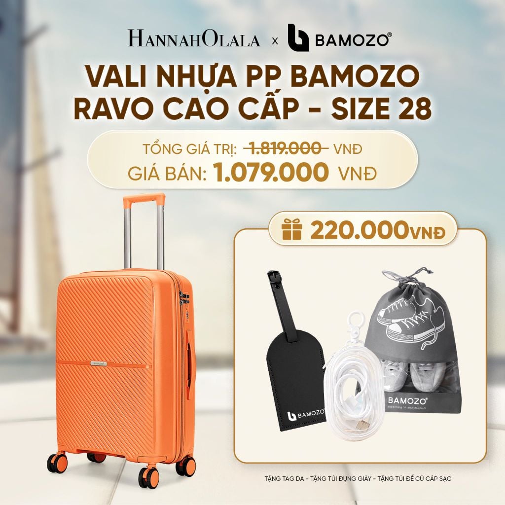  VALI BAMOZO RAVO NHỰA PP CAO CẤP CHỐNG VỠ (TẶNG THẺ TAG DA CHỐNG THẤT LẠC + TÚI ĐỰNG GIÀY XÁM + TÚI ĐỰNG CÁP SẠC) - A2083 
