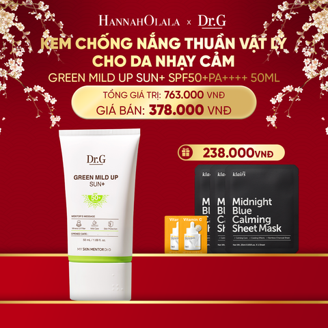  A1029_DEAL 2: KEM CHỐNG NẮNG DR.G THUẦN VẬT LÝ GREEN MILD UP SUN+ SPF50+ PA++++ 50ML 