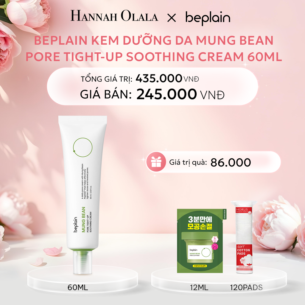  E635: DEAL 2: BEPLAIN KEM DƯỠNG DA MUNG BEAN PORE TIGHT-UP SOOTHING CREAM 60ML 
