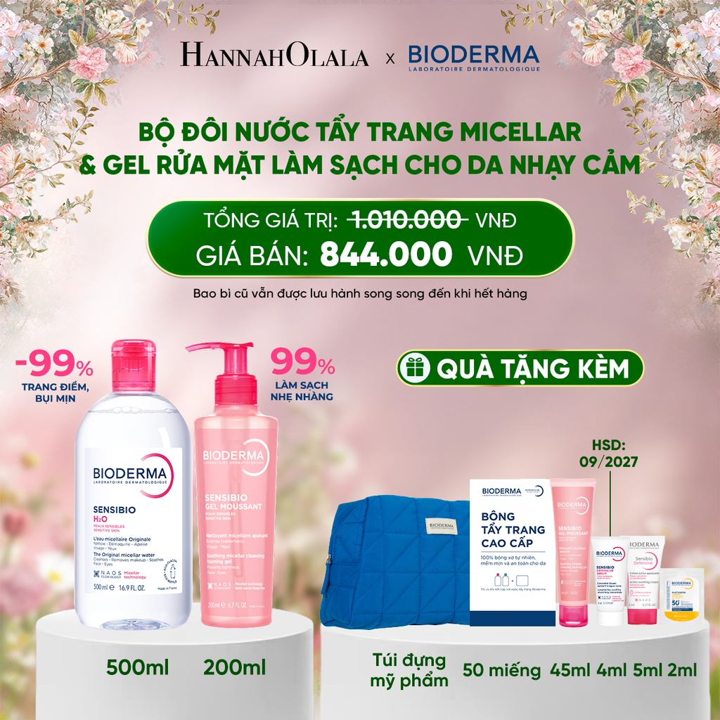  DEAL 2: BỘ ĐÔI NƯỚC TẨY TRANG MICELLAR VÀ GEL RỬA MẶT LÀM SẠCH TOÀN DIỆN CHO DA NHẠY CẢM 