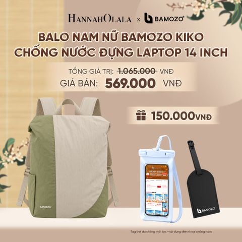  BALO NAM NỮ BAMOZO KIKO PHỐI MÀU CHỐNG NƯỚC ĐỰNG LAPTOP 14 INCH, BALO ĐI HỌC ĐI LÀM PHONG CÁCH HÀN QUỐC (TAG THẺ DA CHỐNG THẤT LẠC + TÚI ĐỰNG ĐIỆN THOẠI CHỐNG NƯỚC) - A2498 