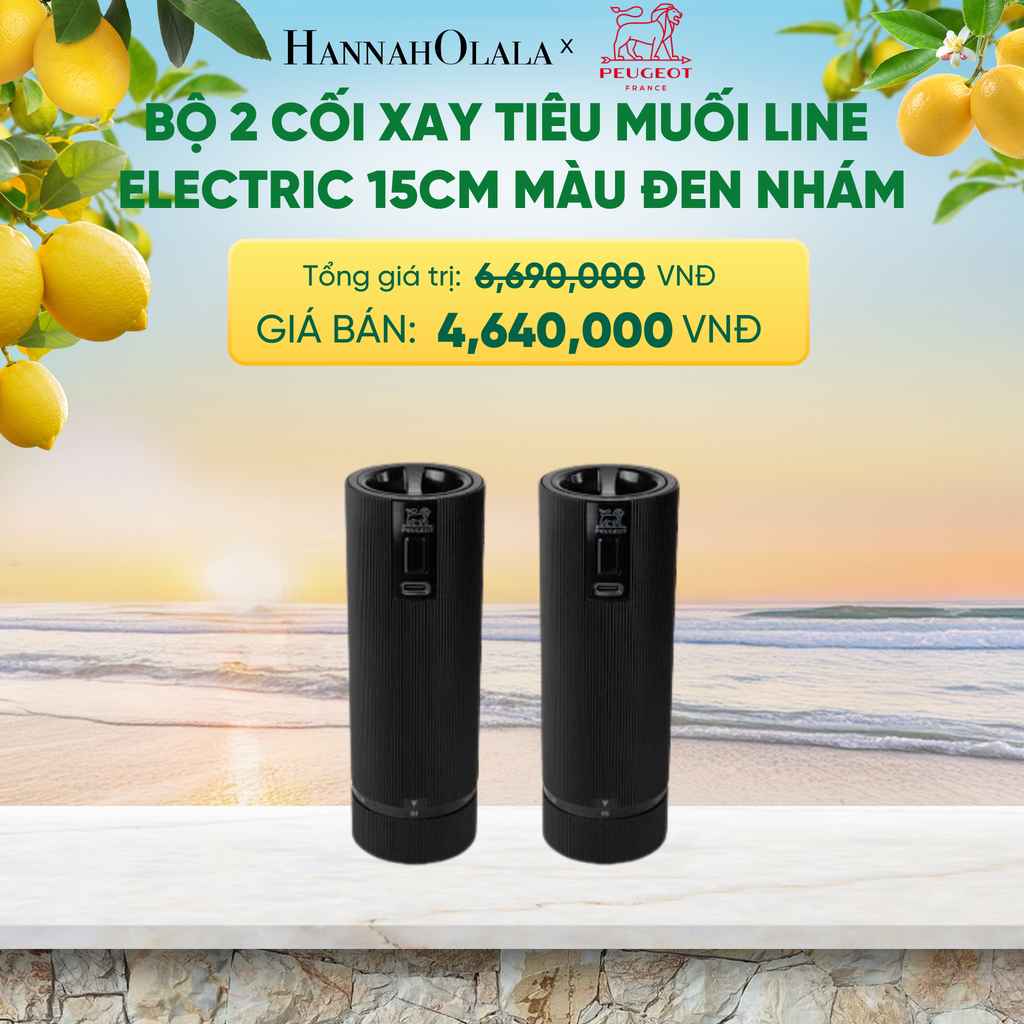  BỘ 2 CỐI XAY TIÊU MUỐI LINE ELECTRIC 15CM
MÀU ĐEN NHÁM - A2565 