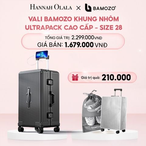  E52_DEAL 4: VALI BAMOZO KHUNG NHÔM ULTRAPACK CAO CẤP (TẶNG BỌC VALI CC TRONG SUỐT + TÚI ĐỰNG GIÀY) 