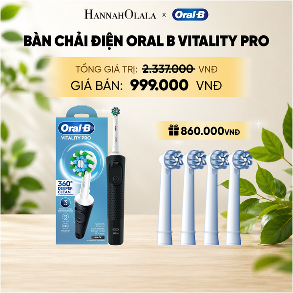  BÀN CHẢI ĐIỆN ORAL-B VITALITY PRO + 2 SET ĐẦU BÀN CHẢI ĐIỆN ORAL-B VITALITY – SENSITIVE / WHITENING / DEEP CLEAN _ A74 
