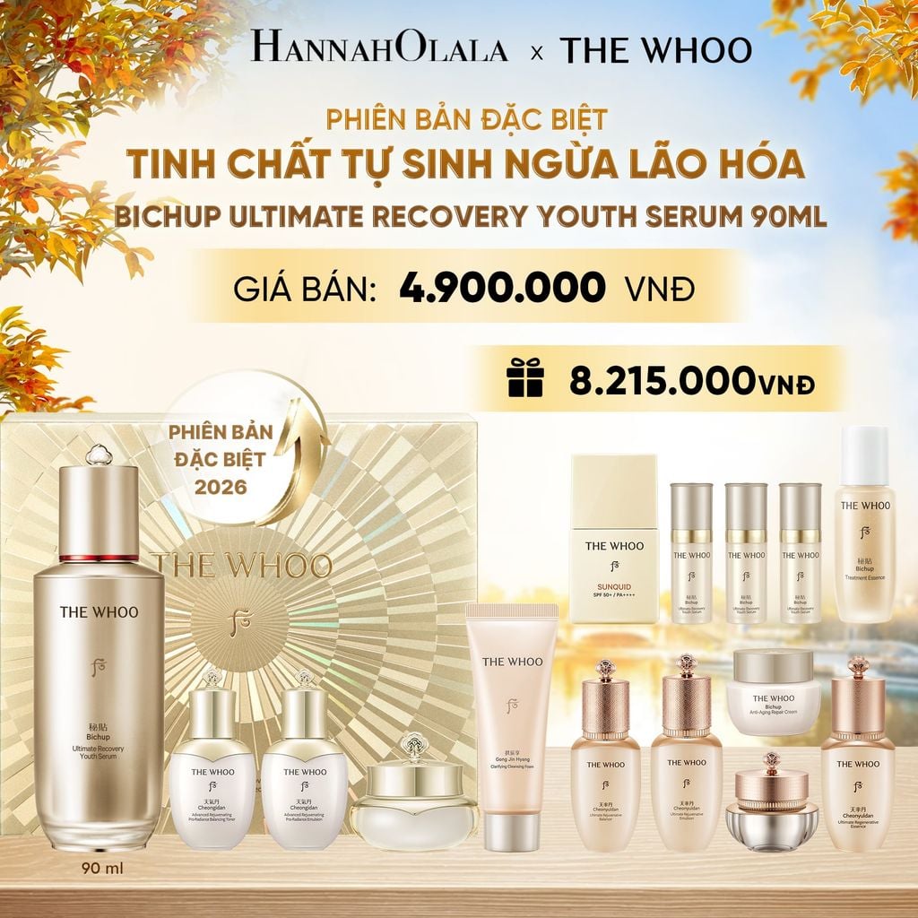  PHIÊN BẢN ĐẶC BIỆT - BỘ TINH CHẤT TỰ SINH NGỪA LÃO HÓA THẾ HỆ THỨ 4 THE WHOO BICHUP ULTIMATE RECOVERY YOUTH SERUM 90ML - E2101 