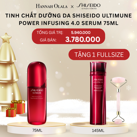 DEAL 19: COMBO TINH CHẤT DƯỠNG DA SHISEIDO ULTIMUNE POWER INFUSING 4.0 SERUM 75ML + NƯỚC THẦN ĐỎ SHISEIDO EUDERMINE ACTIVATING ESSENCE 145ML 