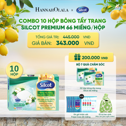  COMBO 10 HỘP BÔNG TRANG ĐIỂM (BÔNG TẨY TRANG) CAO CẤP SILCOT PREMIUM 66 MIẾNG/HỘP - DEAL 2 