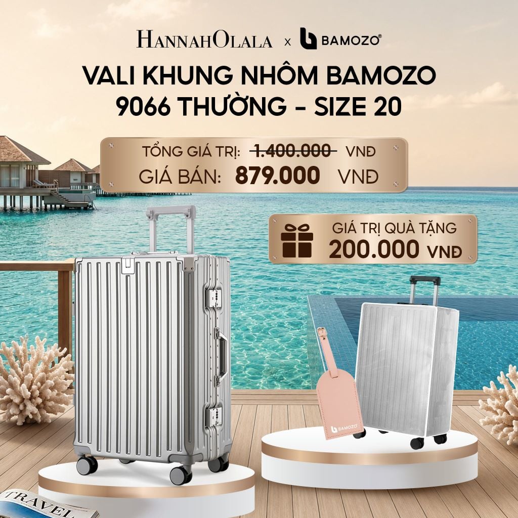  VALI BAMOZO KHUNG NHÔM 9066 BẢN THƯỜNG (TẶNG BỌC VALI TRONG SUỐT + TAG HÀNH LÝ DA)_ D556 