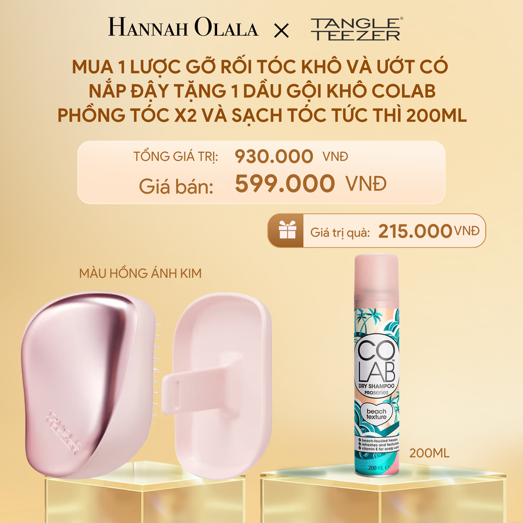  DEAL 2: [MUA 1 TẶNG 1] LƯỢC GỠ RỐI CÓ NẮP ĐẬY TIẸN DỤNG MÀU HỒNG ÁNH KIM TẶNG 1 DẦU GỘI KHÔ LÀM PHỒNG X2 VÀ SẠCH TÓC TỨC THÌ 