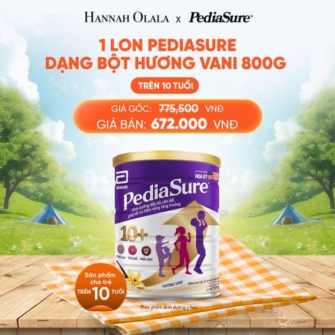  DEAL 2: 1 LON PEDIASURE DẠNG BỘT HƯƠNG VANI 800G 10+ 