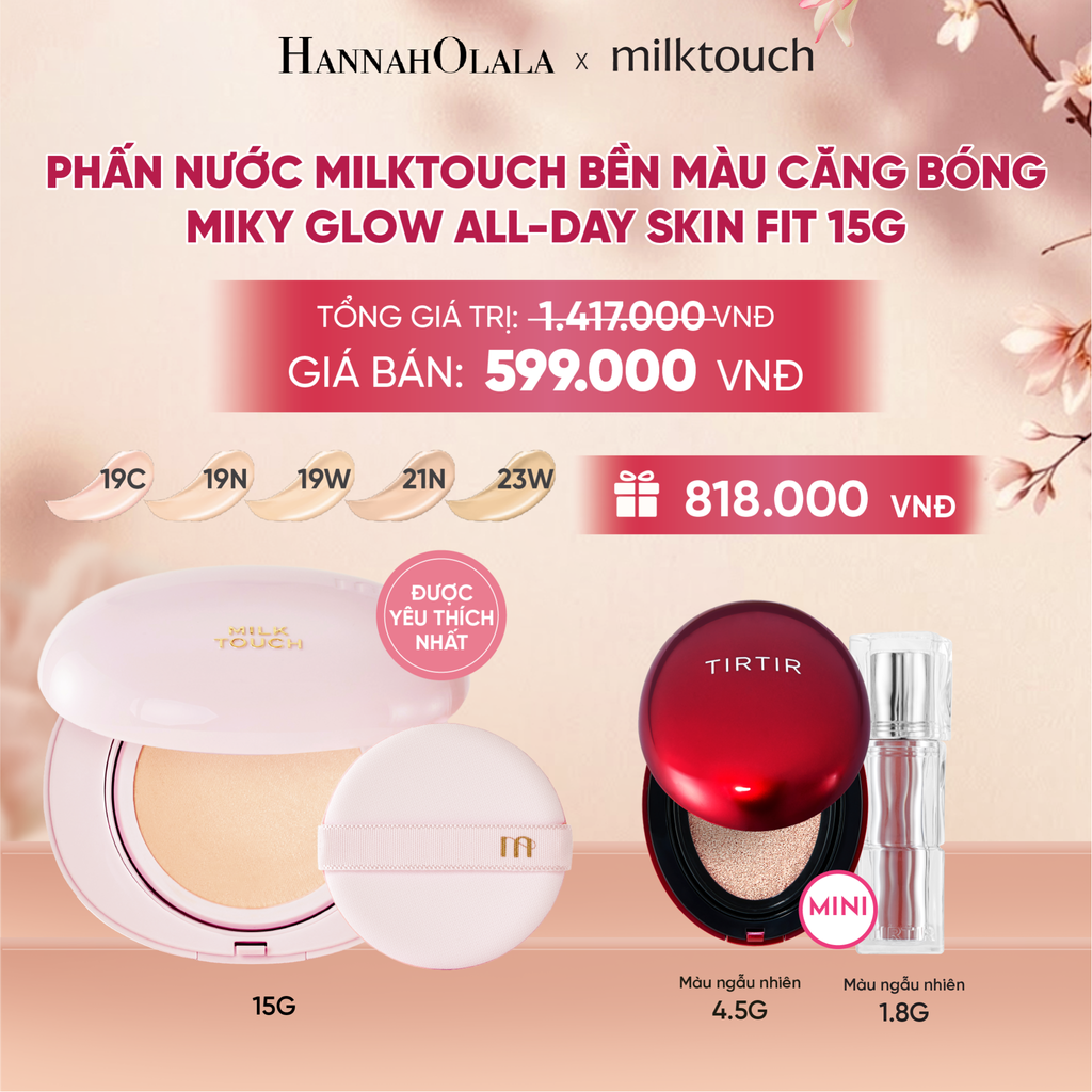  PHẤN NƯỚC MILKTOUCH BỀN MÀU CĂNG BÓNG MILKY GLOW ALL-DAY SKIN FIT 15G - DEAL 2 - A2365 