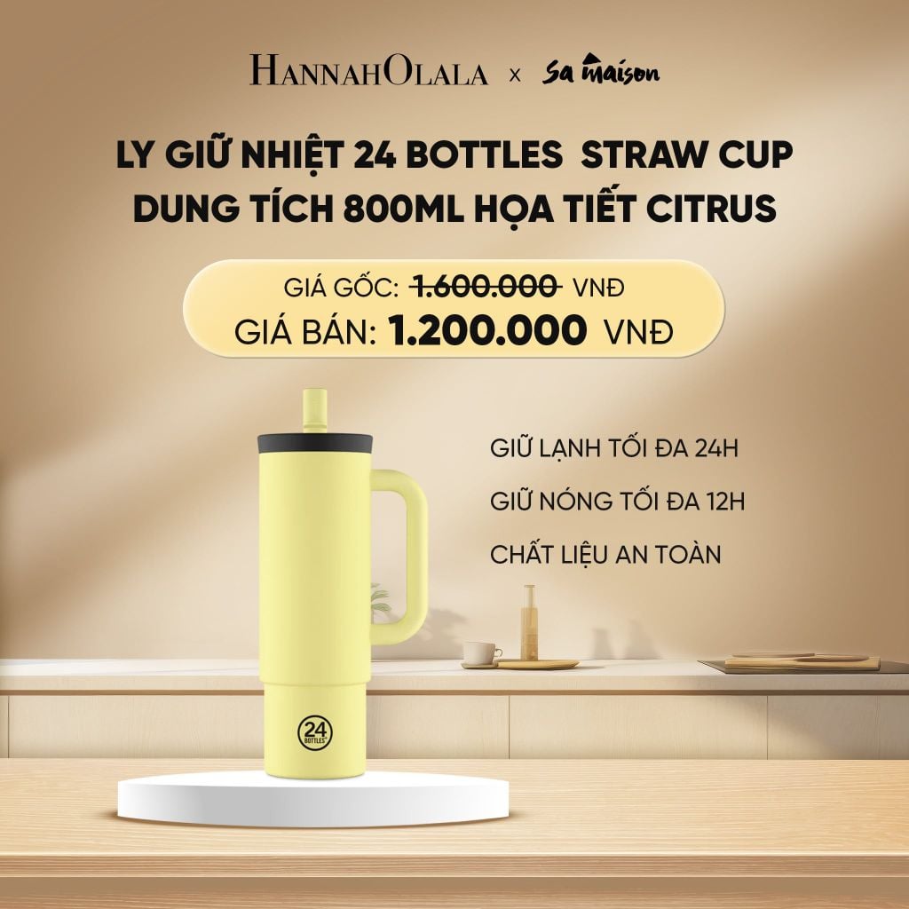  DEAL 2: LY GIỮ NHIỆT 24 BOTTLES STRAW CUP DUNG TÍCH 800ML HỌA TIẾT 
