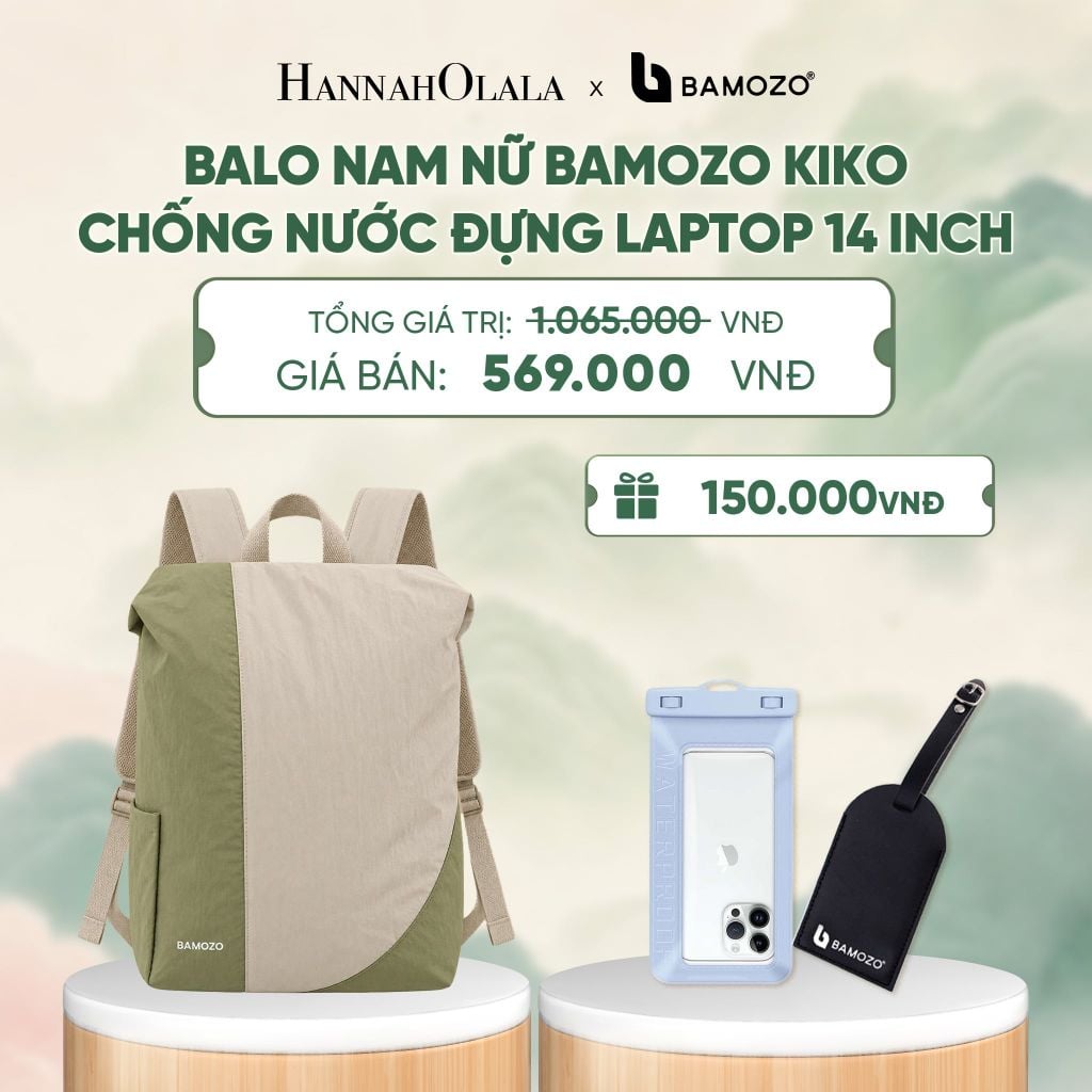  BALO NAM NỮ BAMOZO KIKO PHỐI MÀU CHỐNG NƯỚC ĐỰNG LAPTOP 14 INCH, BALO ĐI HỌC ĐI LÀM PHONG CÁCH HÀN QUỐC (TAG THẺ DA CHỐNG THẤT LẠC + TÚI ĐỰNG ĐIỆN THOẠI CHỐNG NƯỚC) - A732 