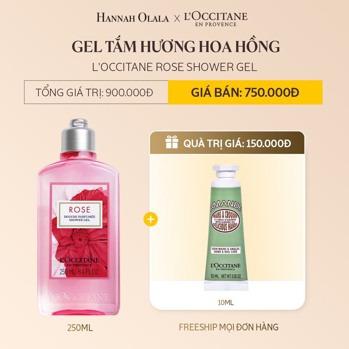  DEAL 1B: GEL TẮM HƯƠNG HOA HỒNG L'OCCITANE ROSE SHOWER GEL 250ML 