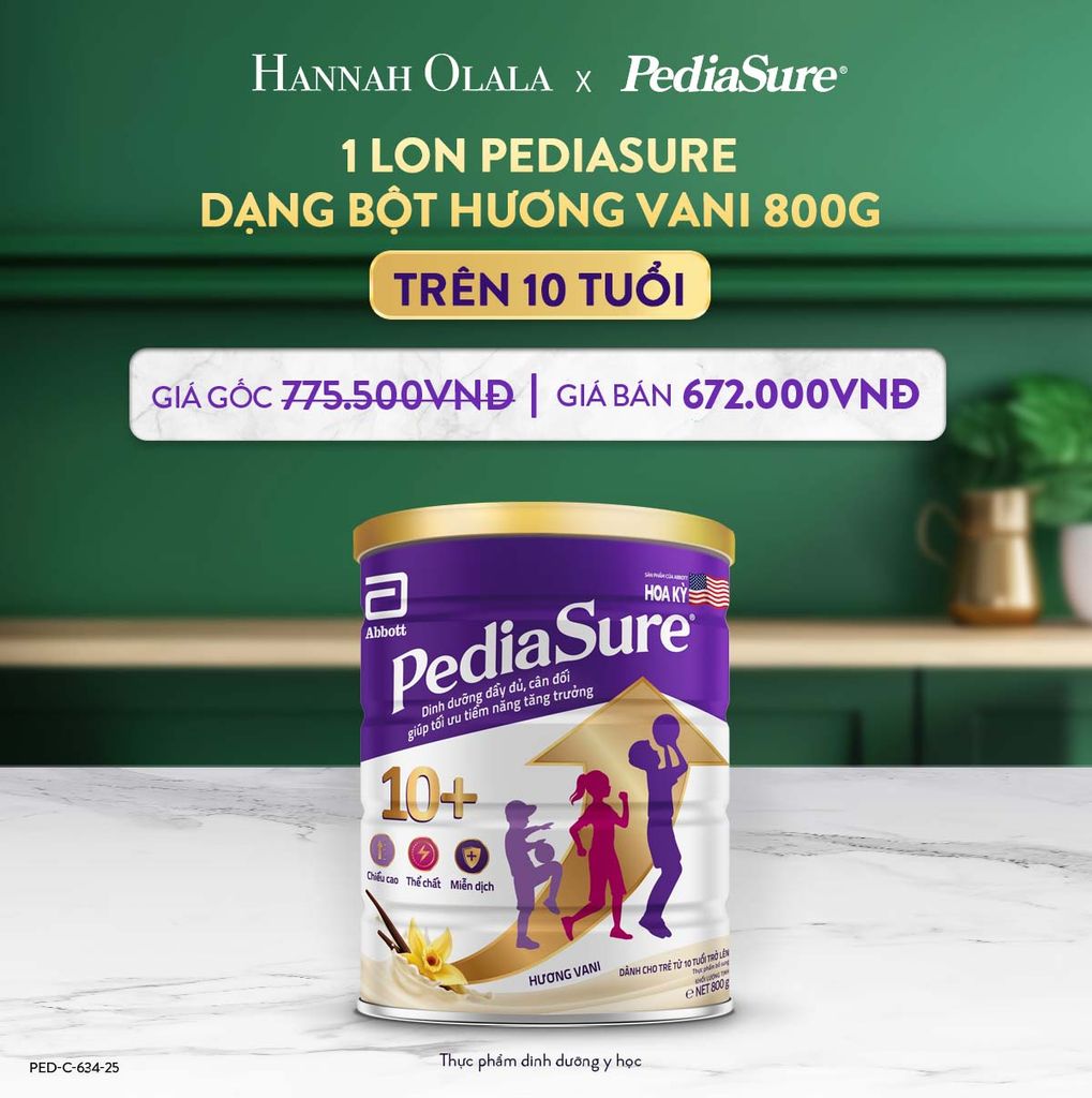  DEAL 2: 1 LON PEDIASURE DẠNG BỘT HƯƠNG VANI 800G 10+ 