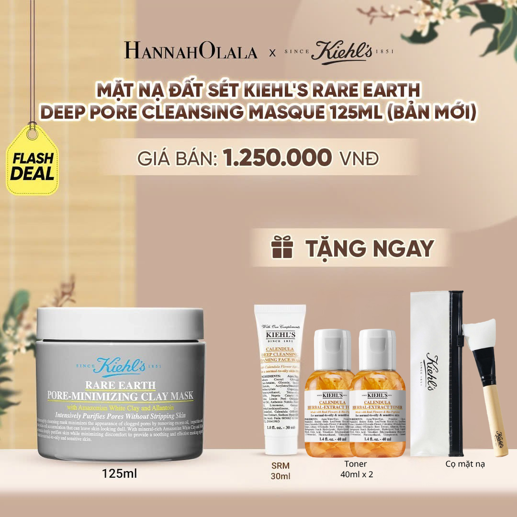  [FLASH DEAL] MẶT NẠ ĐẤT SÉT GIẢM DẦU & THU NHỎ LỖ CHÂN LÔNG KIEHL'S RARE EARTH DEEP PORE CLEANSING MASQUE 125ML (MỚI) - A295 
