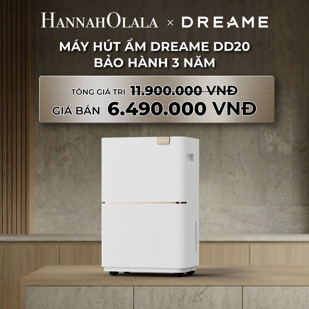  DEAL 2: DREAME DD20 20L MÁY HÚT ẨM 3 CHẾ ĐỘ TỰ ĐỘNG-NGỦ-SẤY QUẦN ÁO - DIỆN TÍCH ĐẾN 40M2 - BH 3 NĂM 