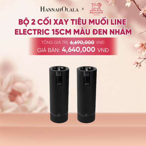  BỘ 2 CỐI XAY TIÊU MUỐI LINE ELECTRIC 15CM MÀU ĐEN NHÁM - A1053 