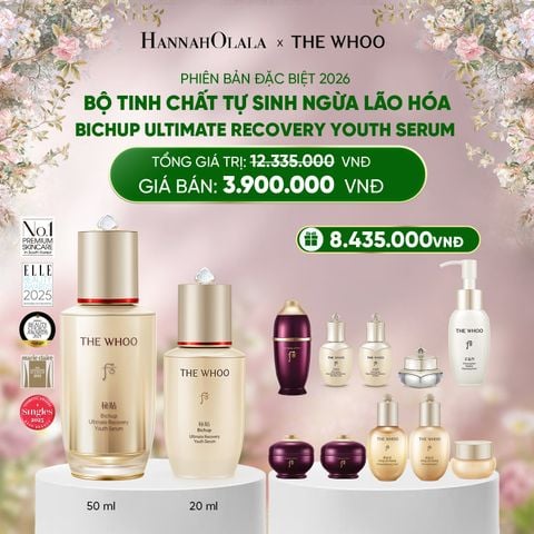  DEAL 02: PHIÊN BẢN ĐẶC BIỆT 2026 - BỘ TINH CHẤT TỰ SINH NGỪA LÃO HÓA THẾ HỆ THỨ 4 THE WHOO BICHUP ULTIMATE RECOVERY YOUTH SERUM DUO SPECIAL SET 