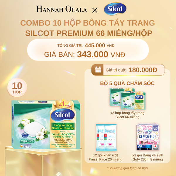  DEAL 2: COMBO 10 HỘP BÔNG TRANG ĐIỂM (BÔNG TẨY TRANG) CAO CẤP SILCOT PREMIUM 66 MIẾNG/HỘP 
