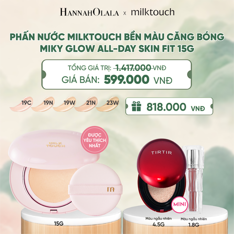  PHẤN NƯỚC MILKTOUCH BỀN MÀU CĂNG BÓNG MILKY GLOW ALL-DAY SKIN FIT 15G - DEAL 2 - A2071 