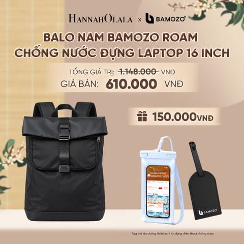  BALO NAM BAMOZO ROAM CHỐNG NƯỚC ĐỰNG LAPTOP 16 INCH, BALO ĐI LÀM CÔNG SỞ DU LỊCH CAO CẤP (TAG THẺ DA CHỐNG THẤT LẠC + TÚI ĐỰNG ĐIỆN THOẠI CHỐNG NƯỚC) - A2488 