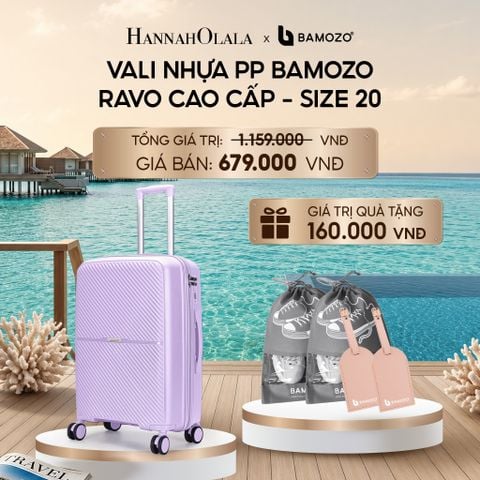  VALI BAMOZO RAVO NHỰA PP CAO CẤP CHỐNG VỠ (TẶNG 2 THẺ TAG DA CHỐNG THẤT LẠC, 2 TÚI ĐỰNG GIÀY XÁM)_ D1973 