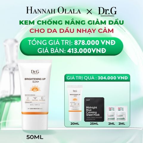  M51_DEAL 2: KEM CHỐNG NẮNG DRG BRIGHTENING UP SUN+ SPF50+ PA+++ 50ML TẶNG TUÝP 20ML NÂNG TÔNG KIỀM DẦU LÀM SÁNG DA 