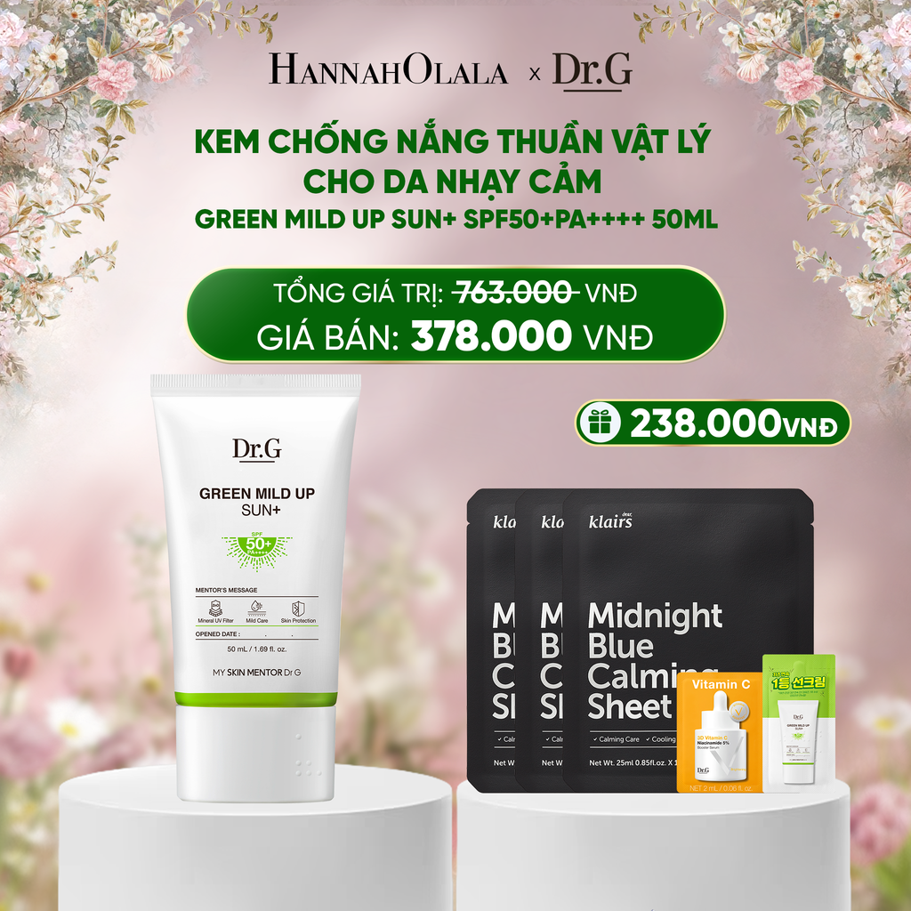  E1203_DEAL 2: KEM CHỐNG NẮNG DR.G THUẦN VẬT LÝ GREEN MILD UP SUN+ SPF50+ PA++++ 50ML 