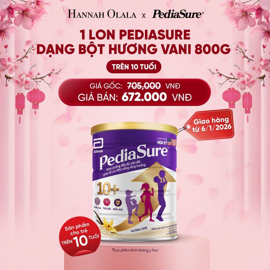  DEAL 2: [GIAO HÀNG TỪ NGÀY 06/01/2026) 1 LON PEDIASURE DẠNG BỘT HƯƠNG VANI 800G 10+ 