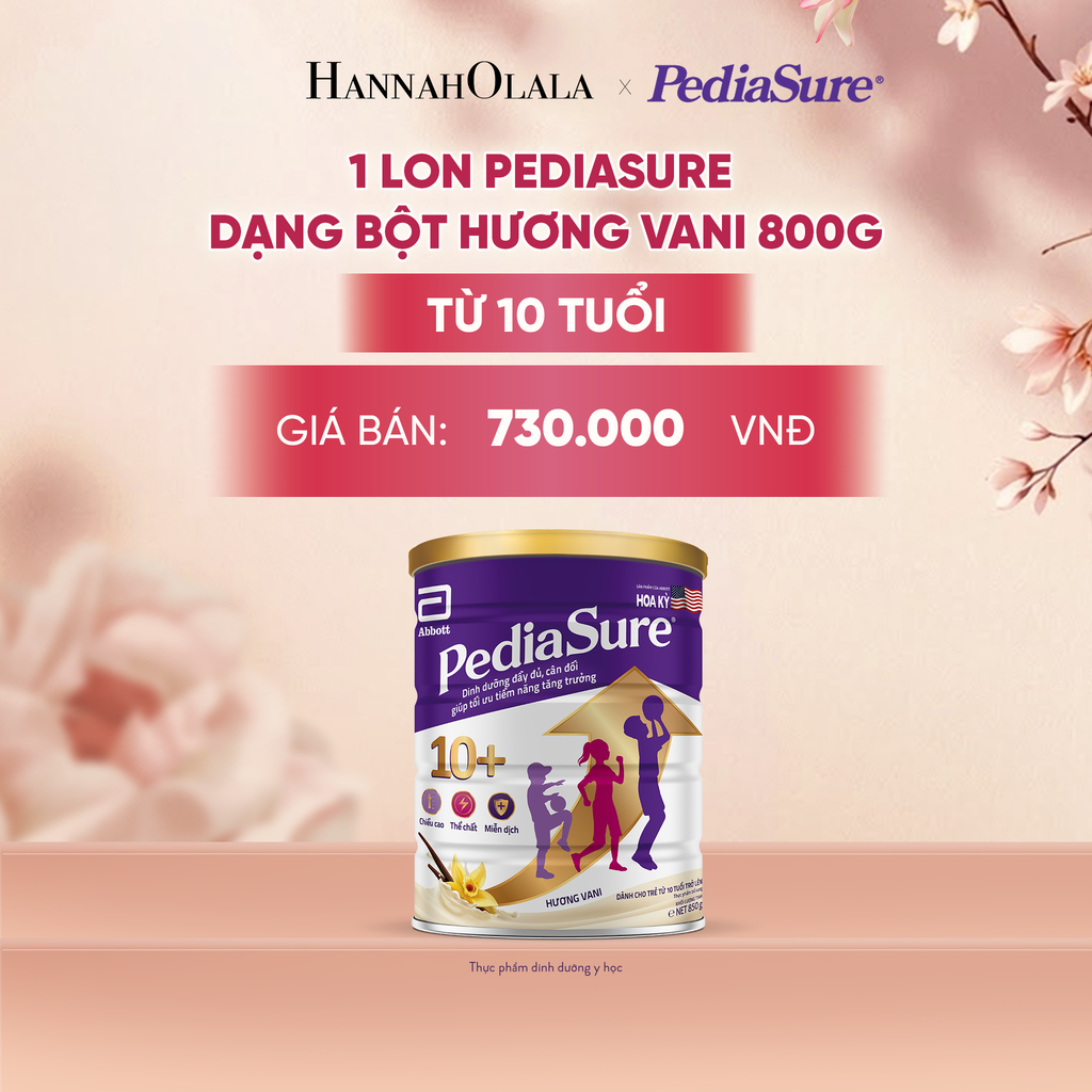  1 LON PEDIASURE DẠNG BỘT HƯƠNG VANI 800G 10+ (DÙNG CHO BÉ TRÊN 10 TUỔI) DEAL 2: - A1679 