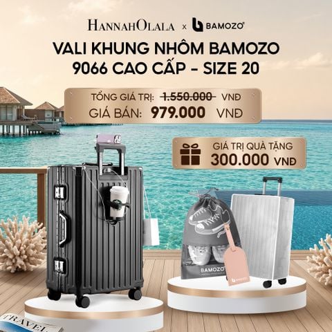  VALI BAMOZO KHUNG NHÔM 9066 BẢN CAO CẤP (TẶNG BỌC VALI CC TRONG SUỐT + THẺ TAG DA CHỐNG THẤT LẠC + TÚI ĐỰNG GIÀY XÁM_ D804 