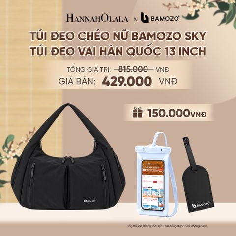  TÚI ĐEO CHÉO NỮ BAMOZO SKY KHÁNG NƯỚC, TÚI ĐEO VAI HÀN QUỐC ĐỰNG IPAD 13 INCH ĐI HỌC ĐI LÀM (TAG THẺ DA CHỐNG THẤT LẠC + TÚI ĐỰNG ĐIỆN THOẠI CHỐNG NƯỚC) - A2526 