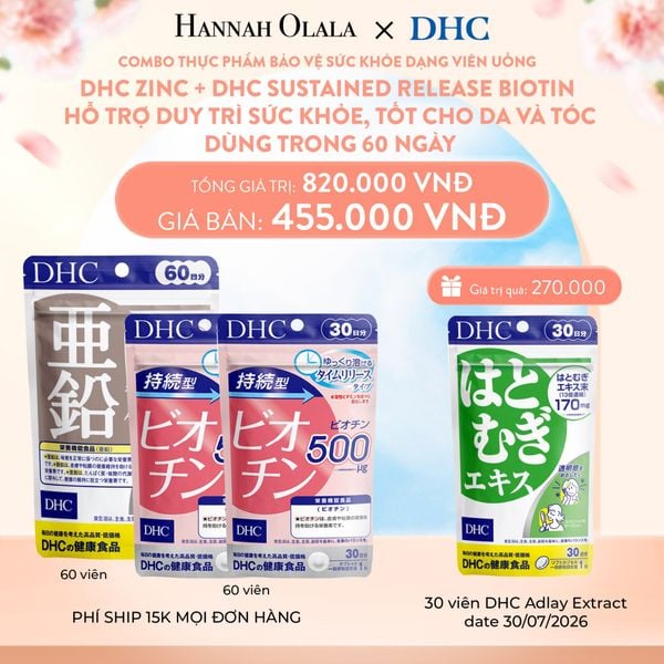  A229_DEAL 2: COMBO THỰC PHẨM BẢO VỆ SỨC KHỎE DẠNG VIÊN UỐNG DHC ZINC + DHC SUSTAINED RELEASE BIOTIN HỖ TRỢ DUY TRÌ SỨC KHỎE, TỐT CHO DA VÀ TÓC - DÙNG TRONG 60 NGÀY 