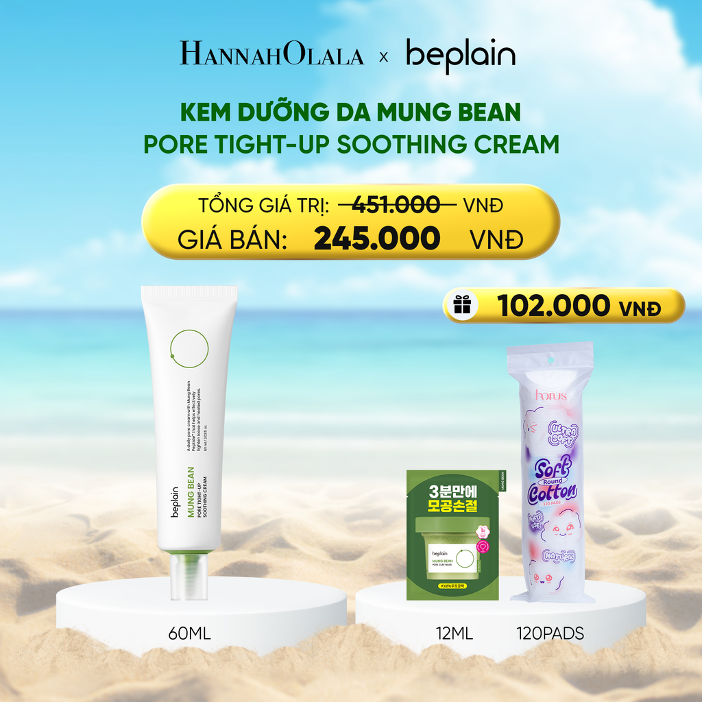  DEAL 2: BEPLAIN KEM DƯỠNG DA MUNG BEAN PORE TIGHT-UP SOOTHING CREAM 60ML 