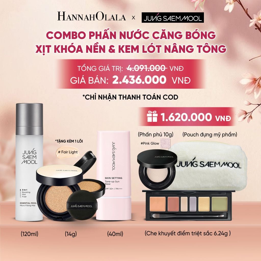  COMBO PHẤN NƯỚC CĂNG BÓNG XỊT KHÓA NỀN & KEM LÓT CĂNG BÓNG - A2215 